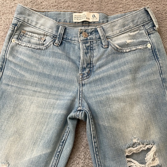 Abercombie & Fitch Jeans Women's 0 Regular Boyfriend Straight Distressed Cotton - Picture 3 of 16